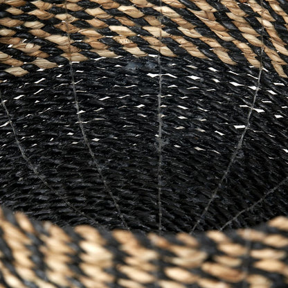 Seagrass Natural and Black Round Baskets (Set of 2)