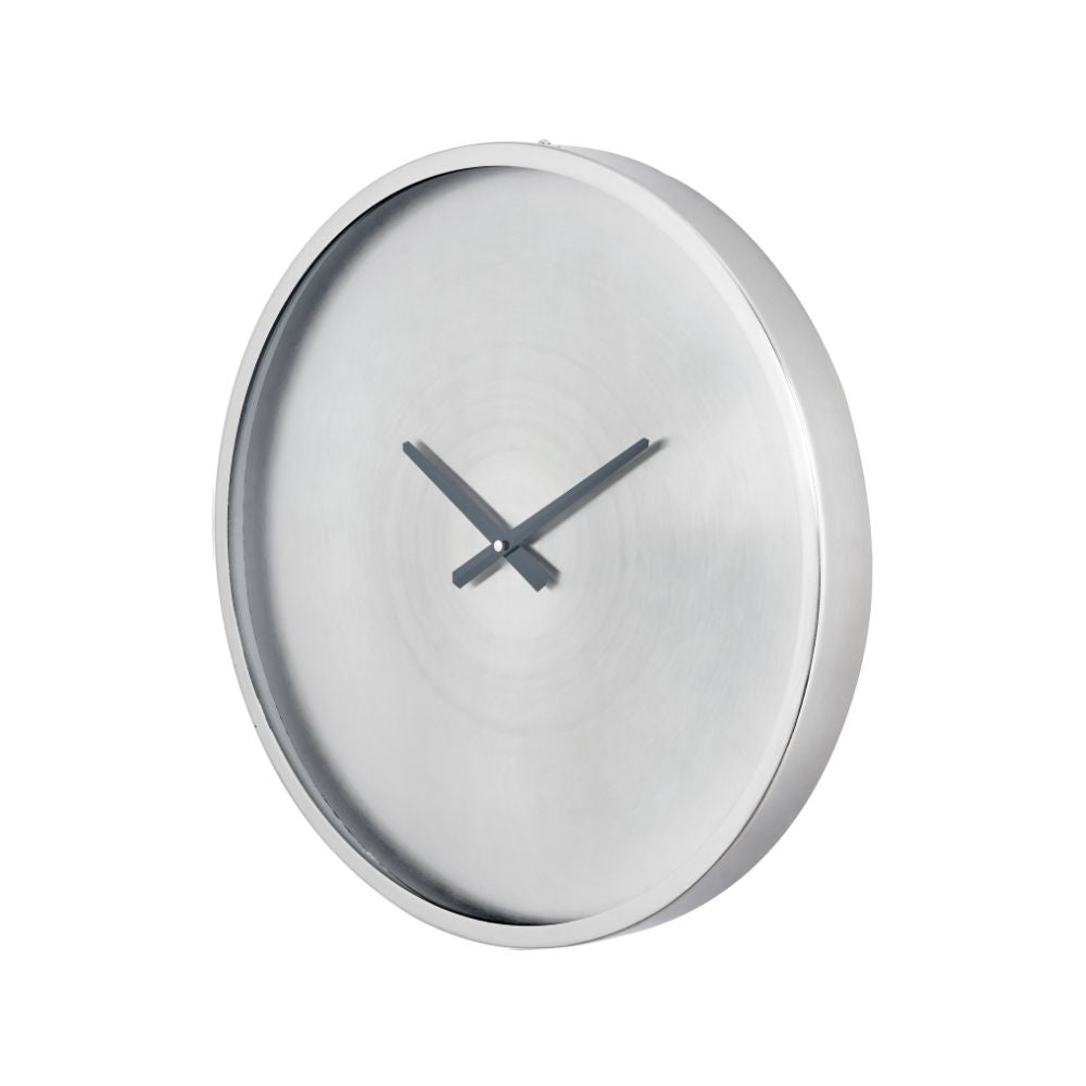 Metal Brushed Silver Round Wall Clock