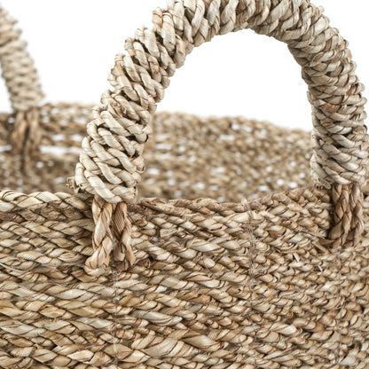 Banana Leaf Two Tone Natural and White Baskets (Set of 2)