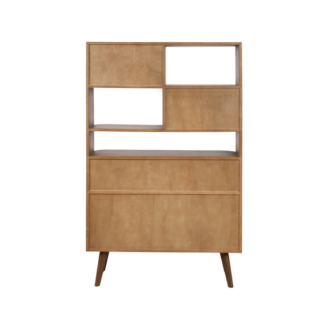 Elias Dark Ash Wood Retro Shelf Unit