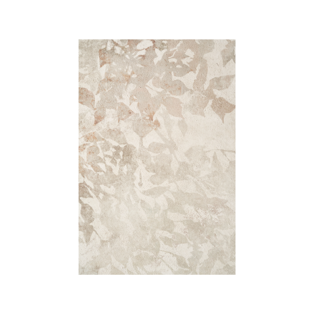 White and Natural Floral Square Canvas with Natural Frame
