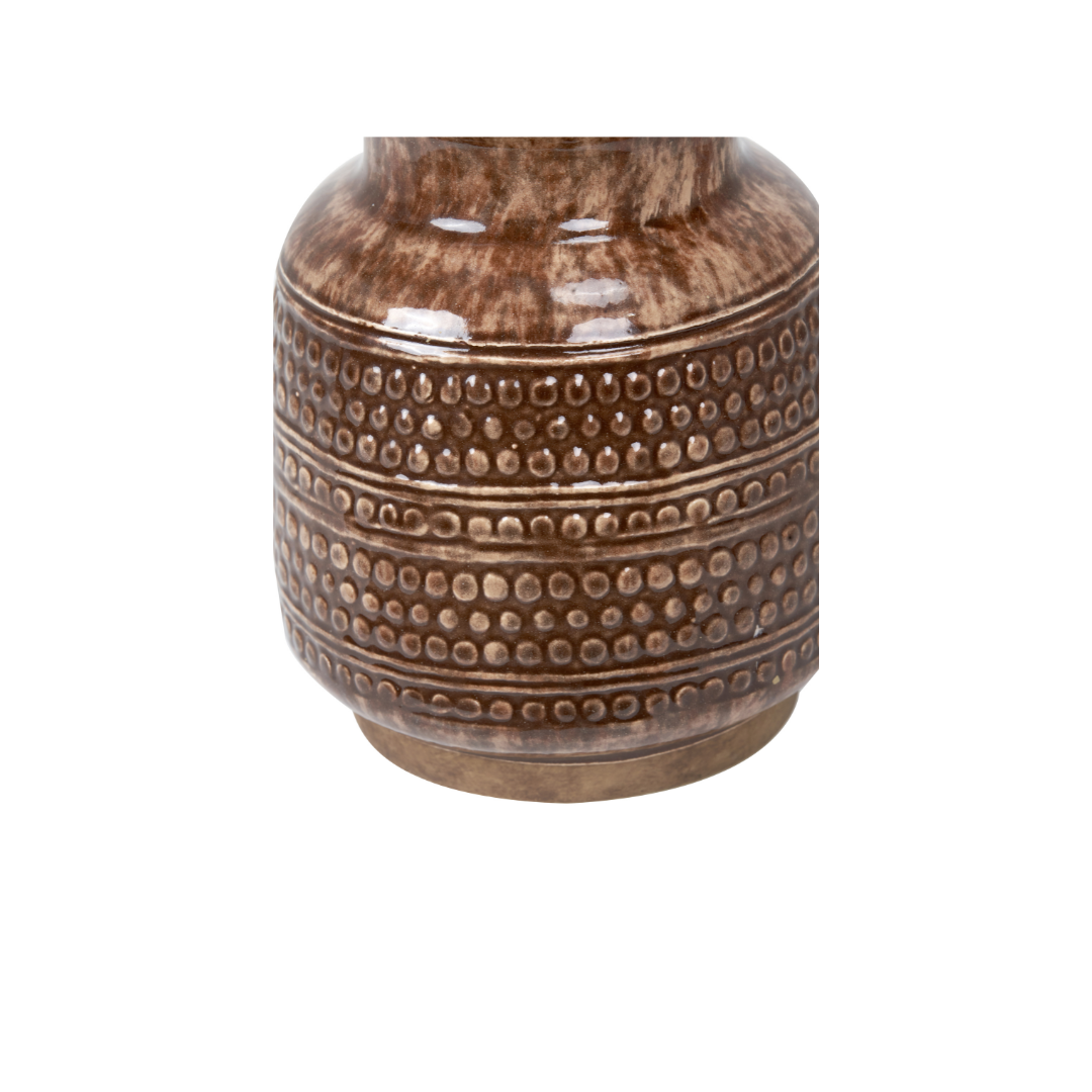Theano Dot Design Brown Glaze Vase