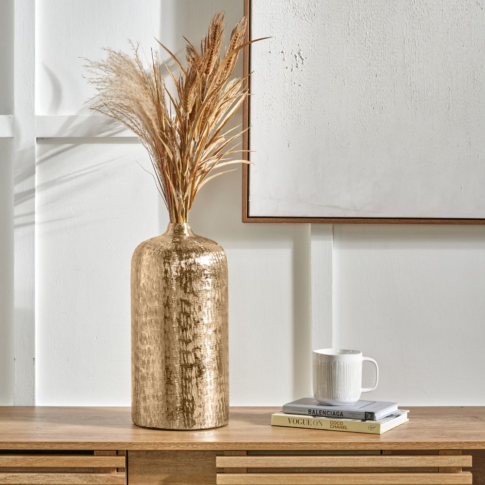 Metal Hammered Tall Vase