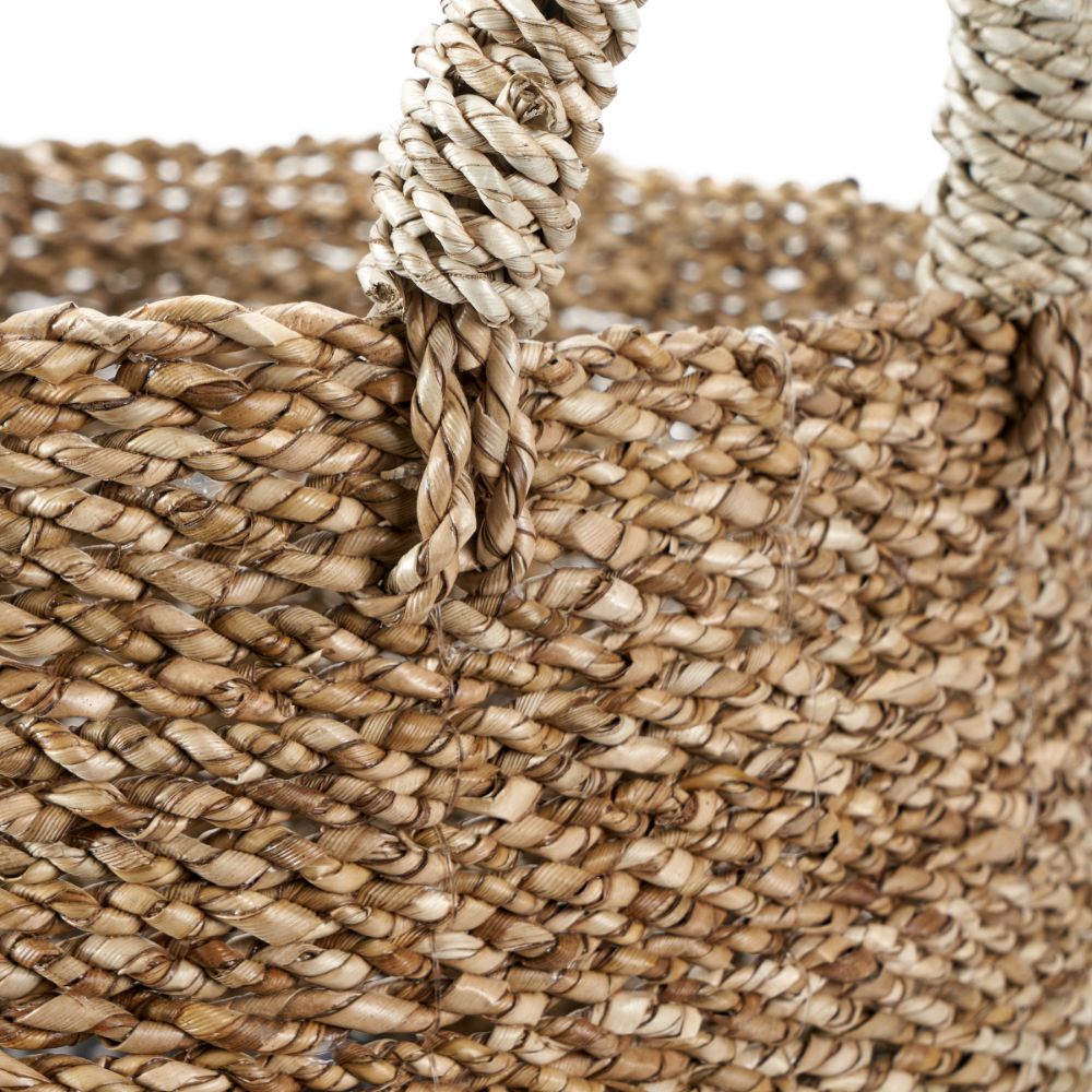 Banana Leaf Two Tone Natural and Grey Baskets (Set of 2)