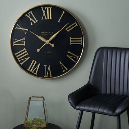Metal Antique Gold and Black Wall Clock