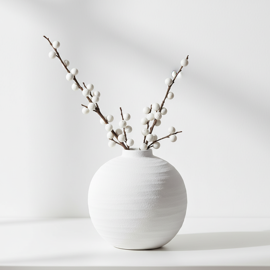 Tiber Ceramic Matte White Vase