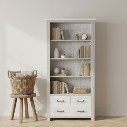 Greystone Large Open Bookcase with Drawers