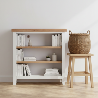 Marlborough White Oak Small Wide Bookcase