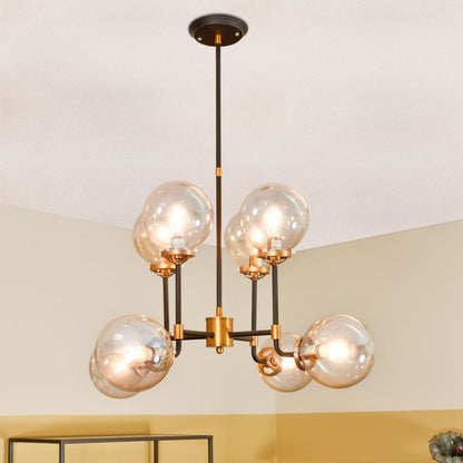 Mercer Glass Bubble Black And Brass Chandelier