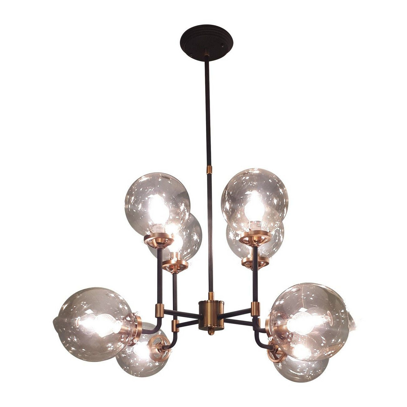 Mercer Glass Bubble Black And Brass Chandelier