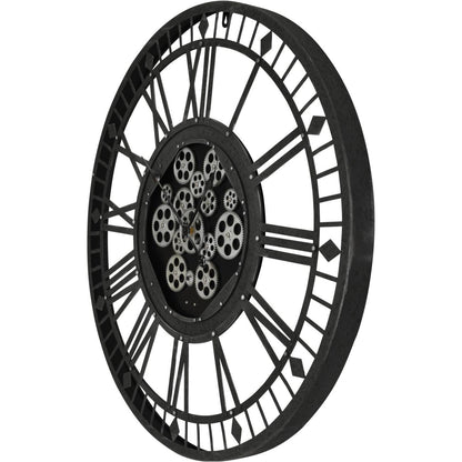 Gibbons Grey Skeleton Moving Cog Wall Clock