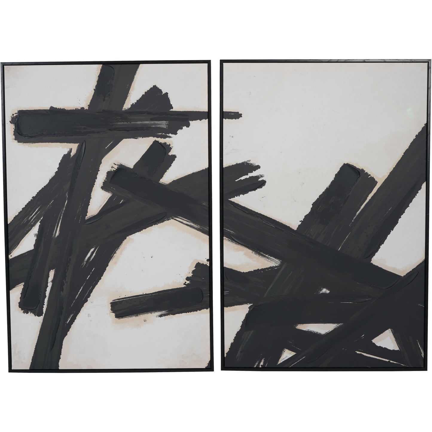 Large Impasto Brushstrokes Framed Wall Art (Set of 2)