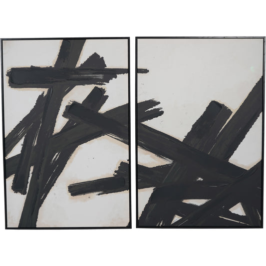 Canvases Hand Finished Impasto Brushstokes Framed Wall Art (Set of 2)