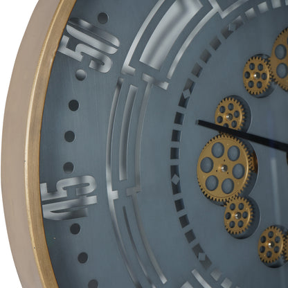 Manchester Industrial Round Gold and Grey Wall Clock