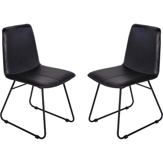 Robinson Leather Charcoal Dining Chairs (Set of 2)