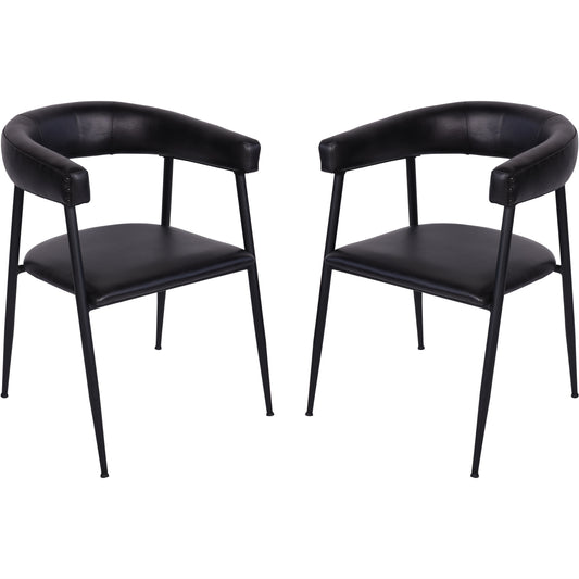 Churchill Leather Charcoal Dining Chairs (Set of 2)