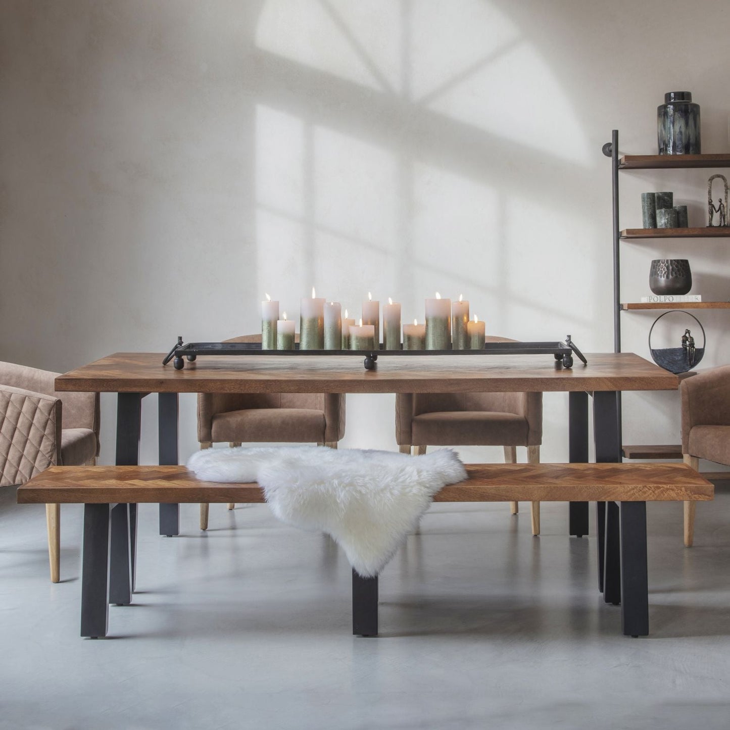 Burnham II Herringbone Dining Bench