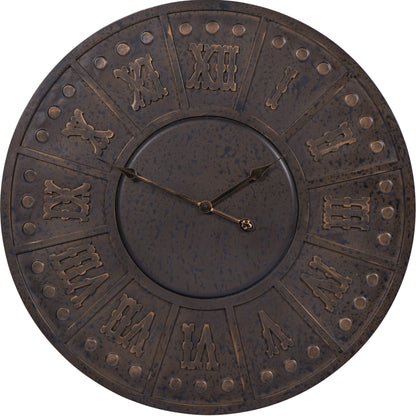 Dempsey Metal Antique Black Outdoor Wall Clock
