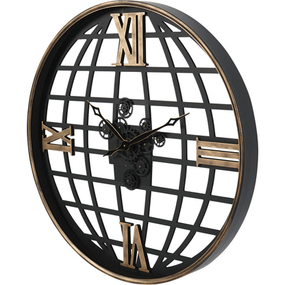 Globe and Numerals Open Wall Clock