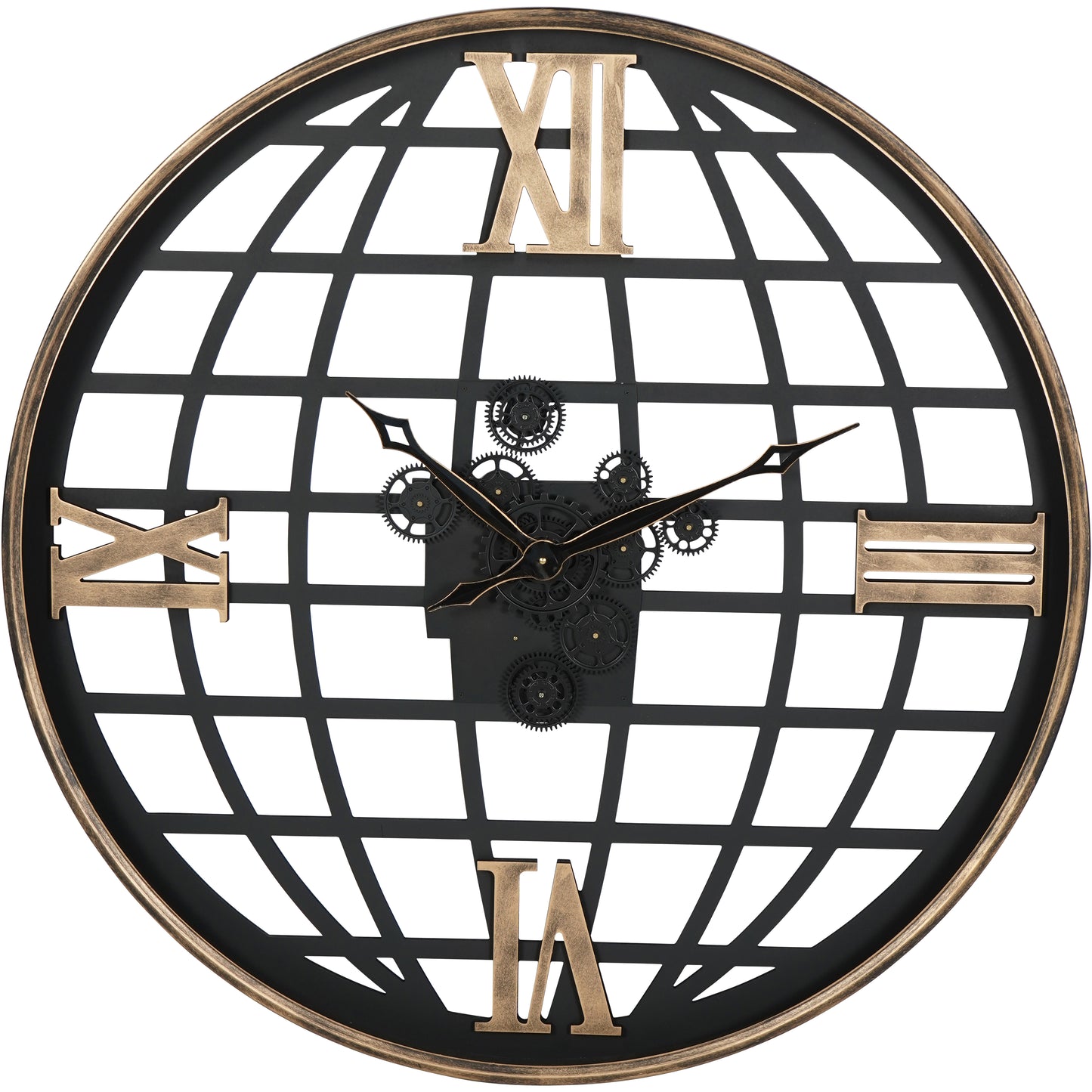 Globe and Numerals Open Wall Clock