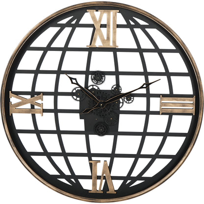 Globe and Numerals Open Wall Clock