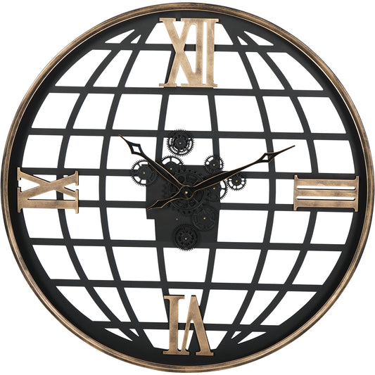 Globe and Numerals Open Wall Clock