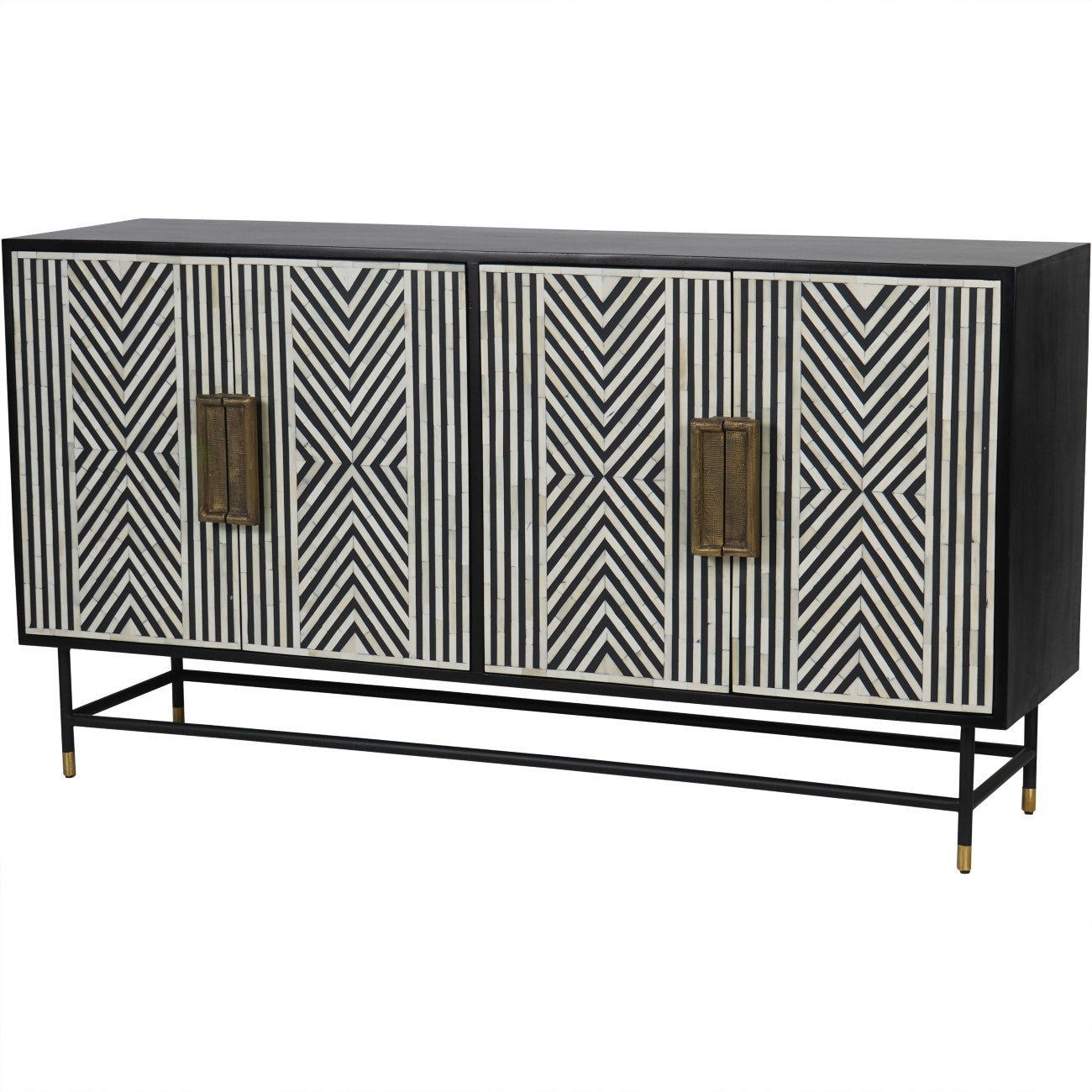 Delaney Bone Inlay Four Door Buffet Sideboard