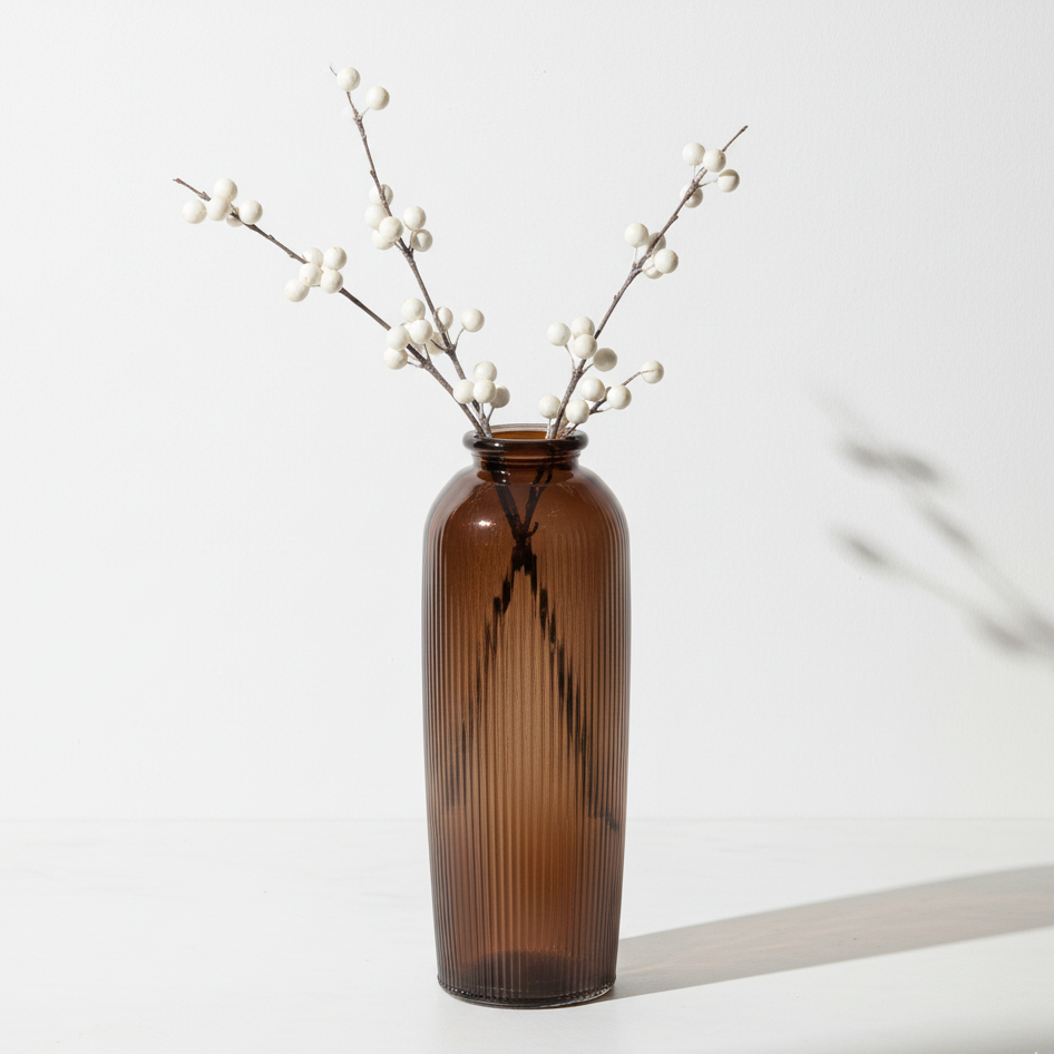 Recycled Glass Ribbed Vase Tall