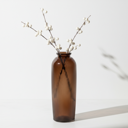 Recycled Glass Ribbed Vase Tall