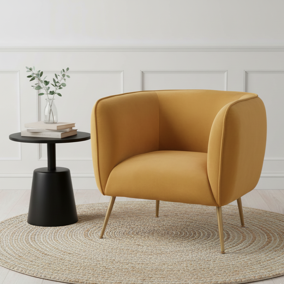 Lucca Velvet and Metal Armchair