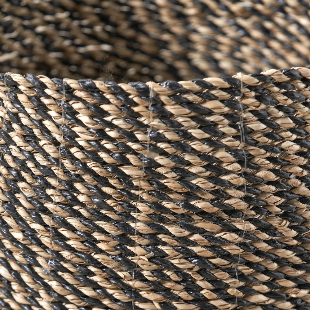 Seagrass Natural and Black Round Handled Baskets (Set of 2)