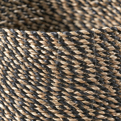 Seagrass Natural and Black Round Handled Baskets (Set of 2)