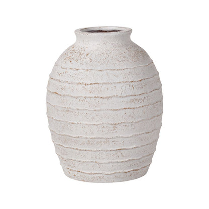 Fibrestone White Wash Decorative Ribbed Large Vase