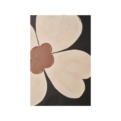 Brown and Natural Large Flower Design Canvas with Black Frame