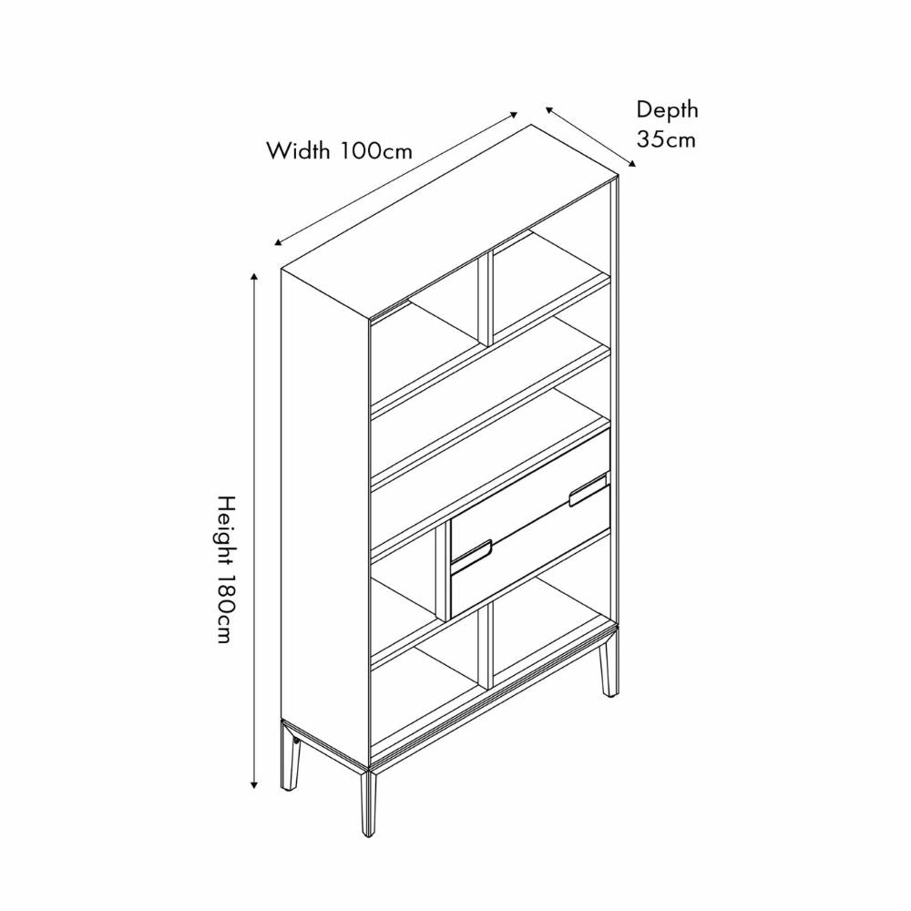 Gio Acacia Wood 2 Drawer 7 Niche Display Cabinet