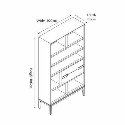 Gio Acacia Wood 2 Drawer 7 Niche Display Cabinet