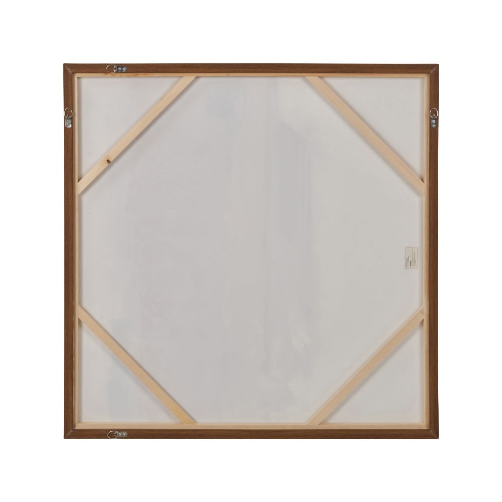 Abstract Square Canvas White and Terracotta with Oak Effect Frame