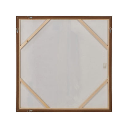 Abstract Square Canvas White and Terracotta with Oak Effect Frame