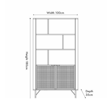 Fiji Black Acacia Wood 2 Door 6 Niche Display Cabinet