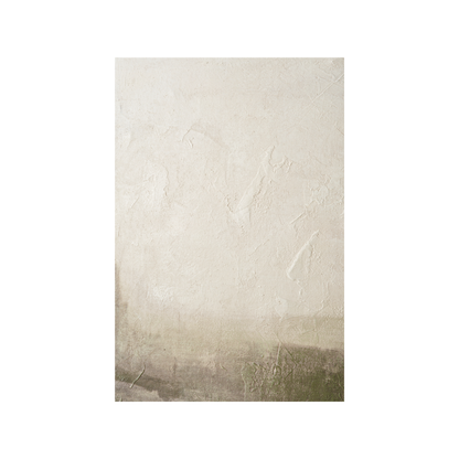 Green and Natural Abstract Square Hessian Canvas with Oak Effect Frame