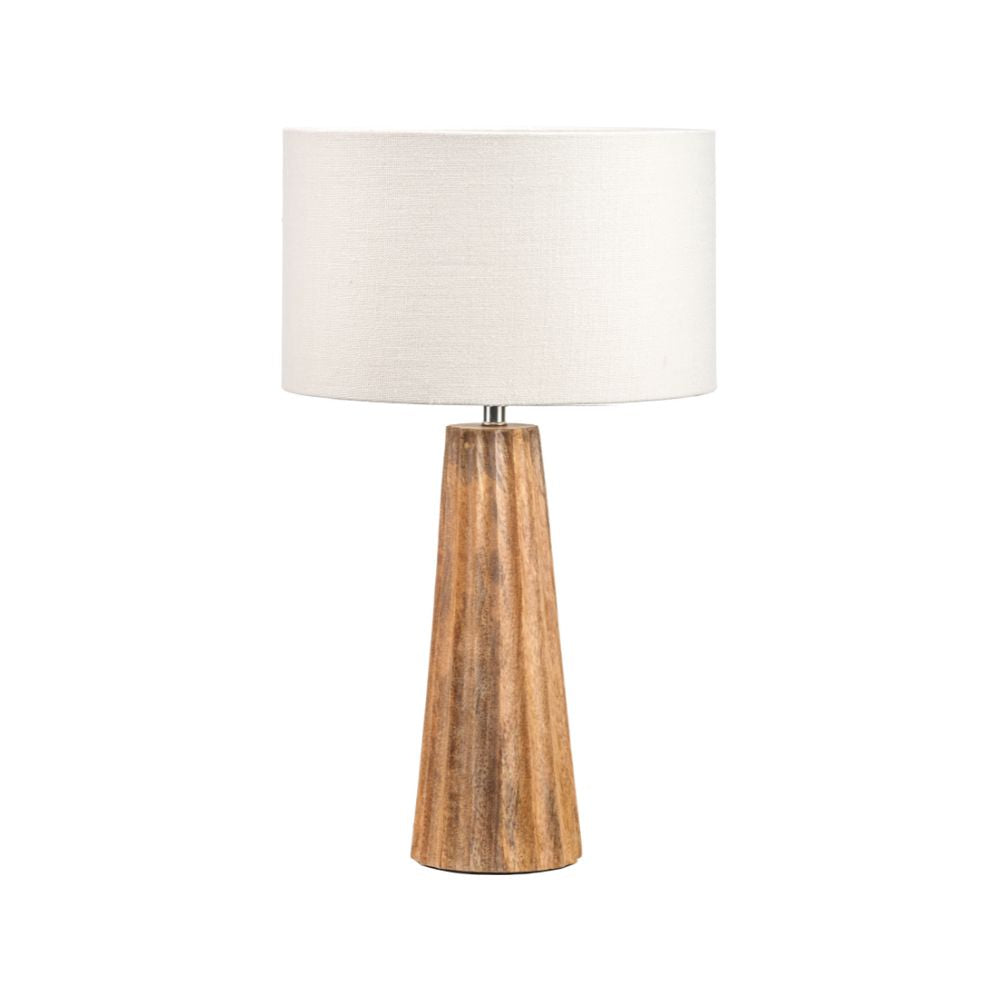 Draydon Mango Wood Textured Cone Table Lamp