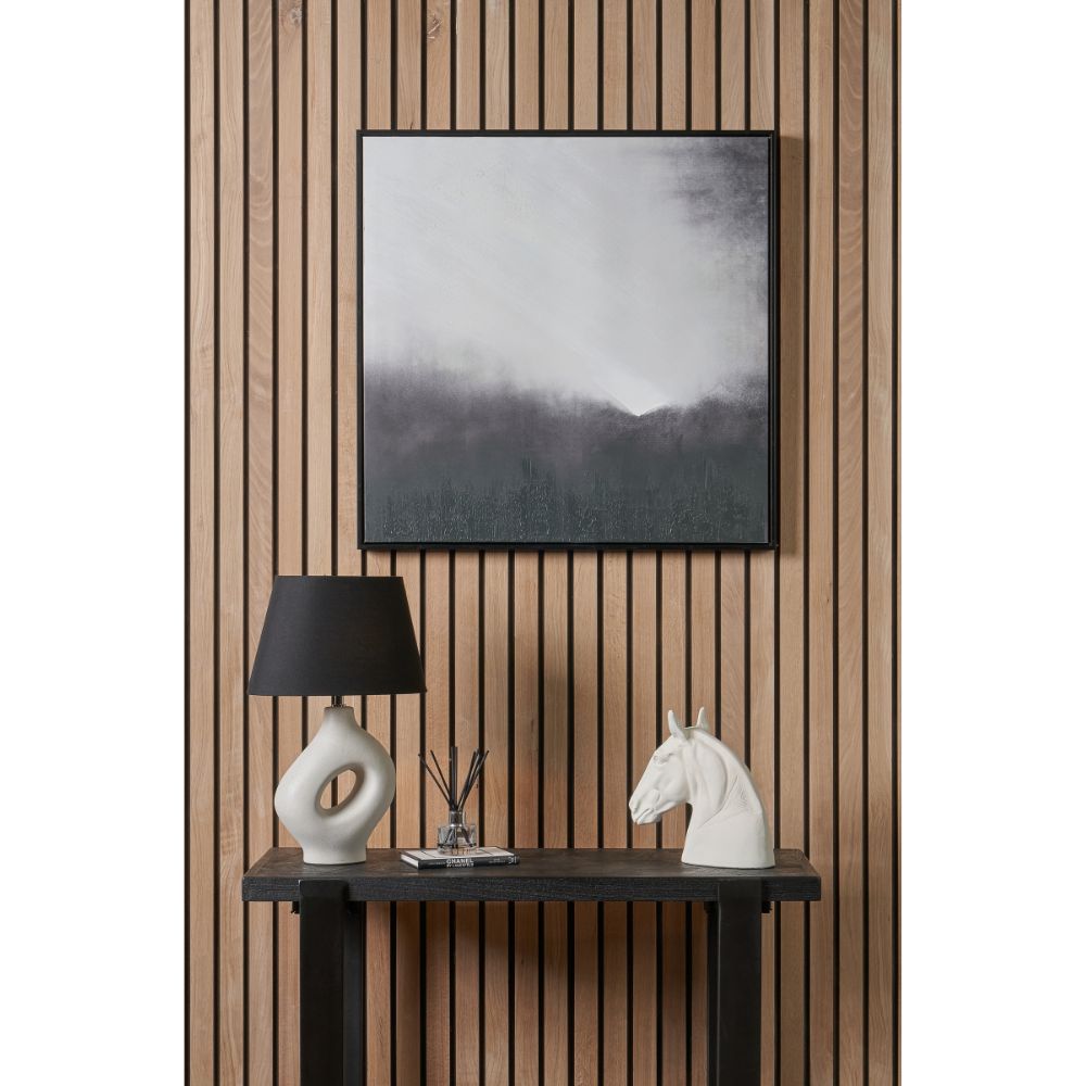 Square Canvas Monochrome Abstract with Black Frame