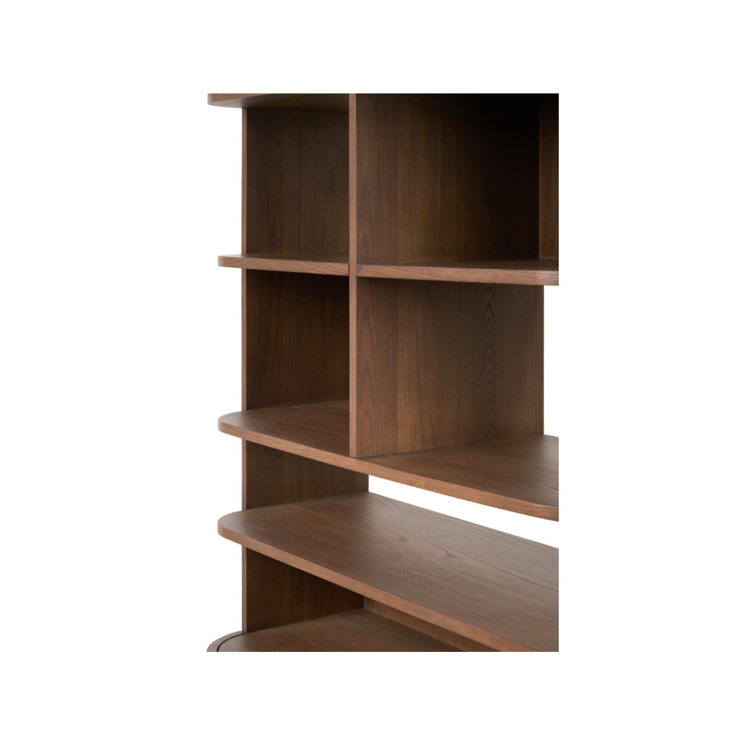 Elias Dark Ash Wood Retro Shelf Unit