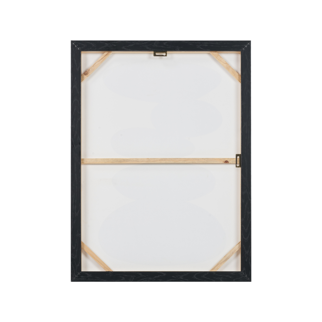 Black and Natural Stone Design Canvas Wall Art with Black Frame
