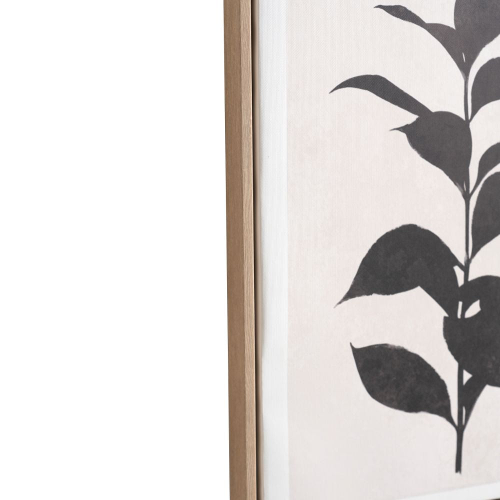 Canvases Natural and Black Leaf Print with Natural Frames