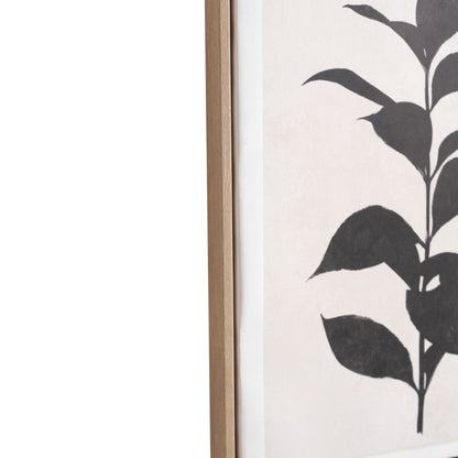 Canvases Natural and Black Leaf Print with Natural Frames
