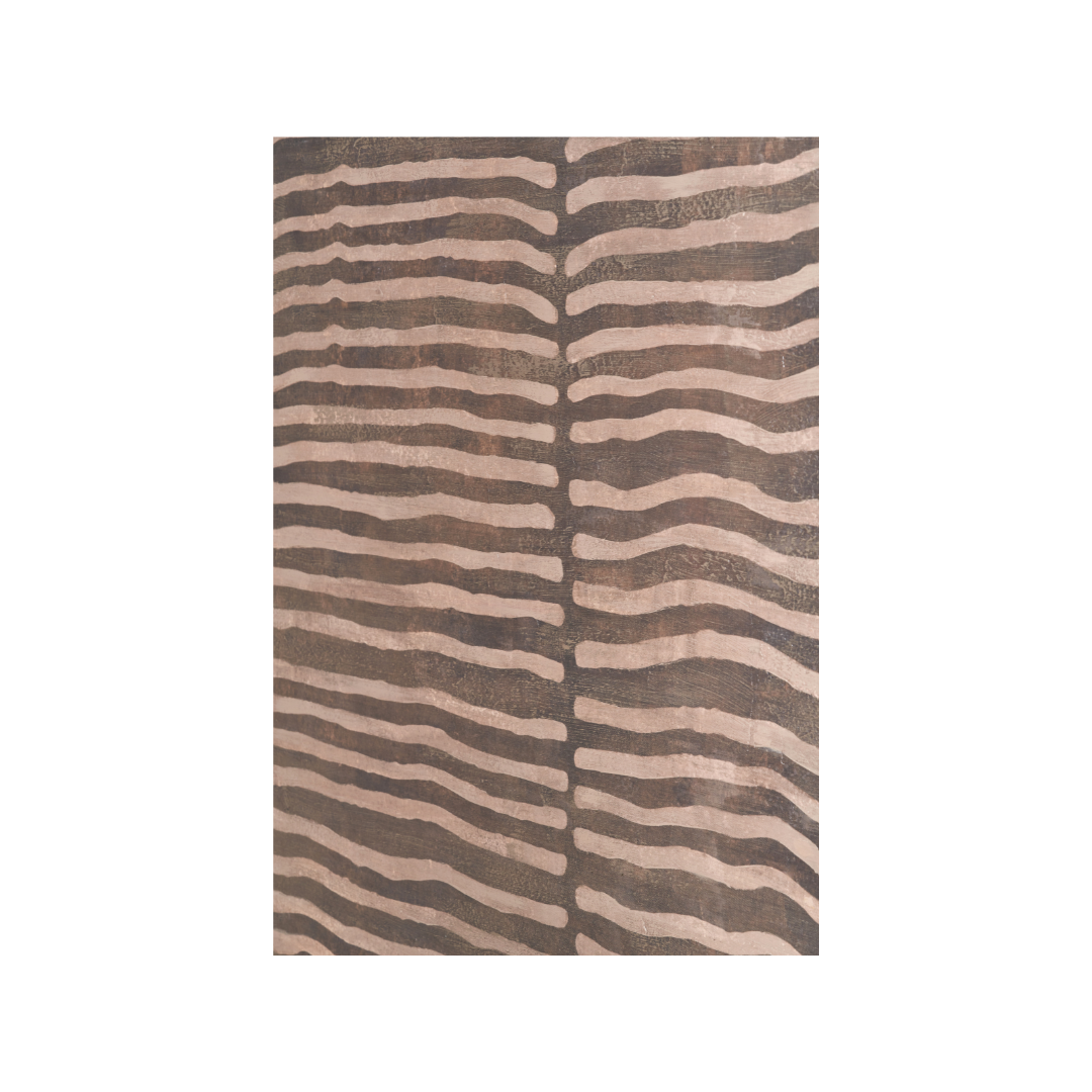 Brown and Natural Linear Design Canvas with Oak Effect Frame