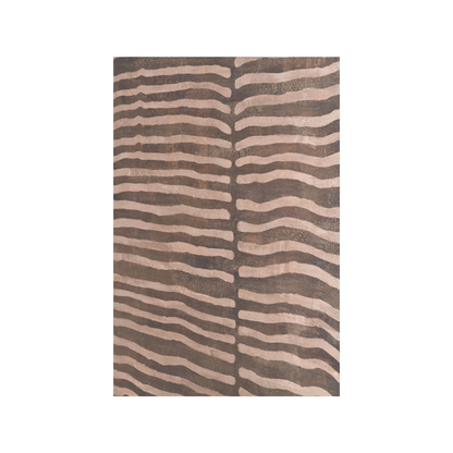 Brown and Natural Linear Design Canvas with Oak Effect Frame