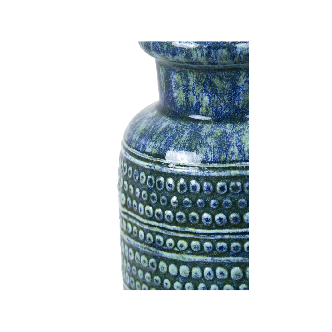 Theano Dot Design Blue Glaze Vase