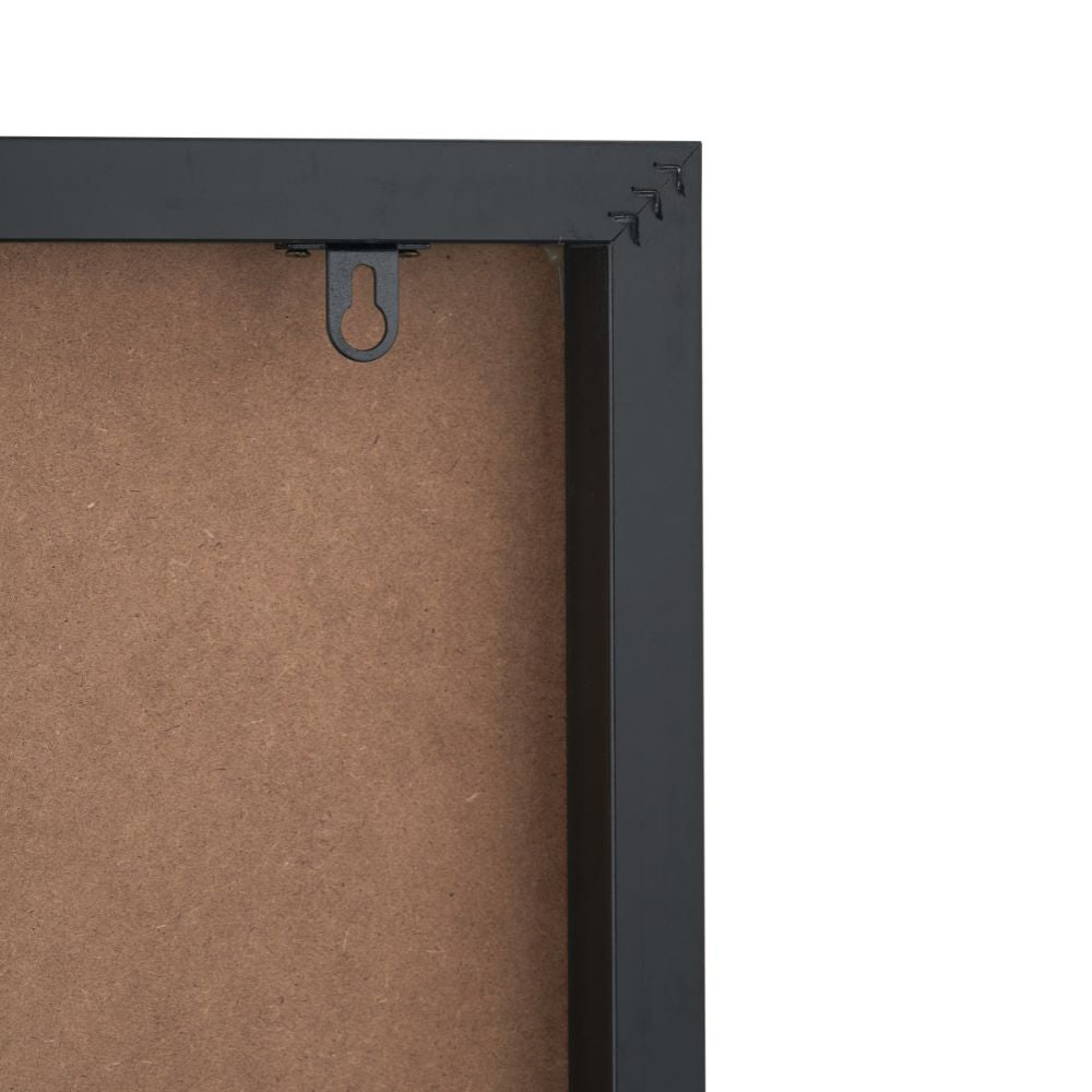 Canvas Natural with Black Stripe Pattern and Black Frame